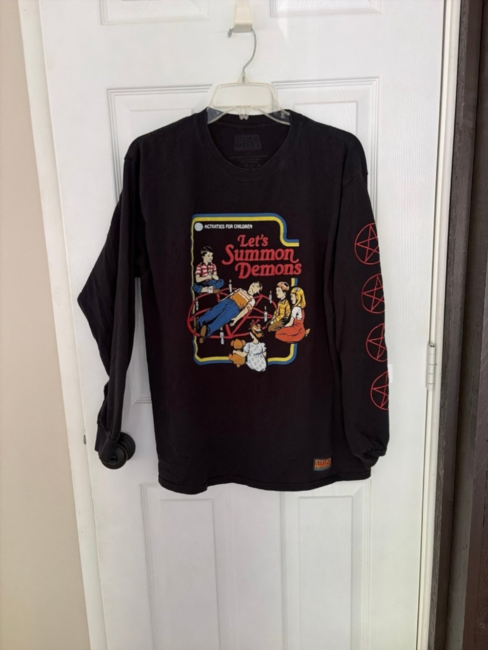 Steven Rhodes Let's Summon Demons Black Retro Graphic Tee Unisex L